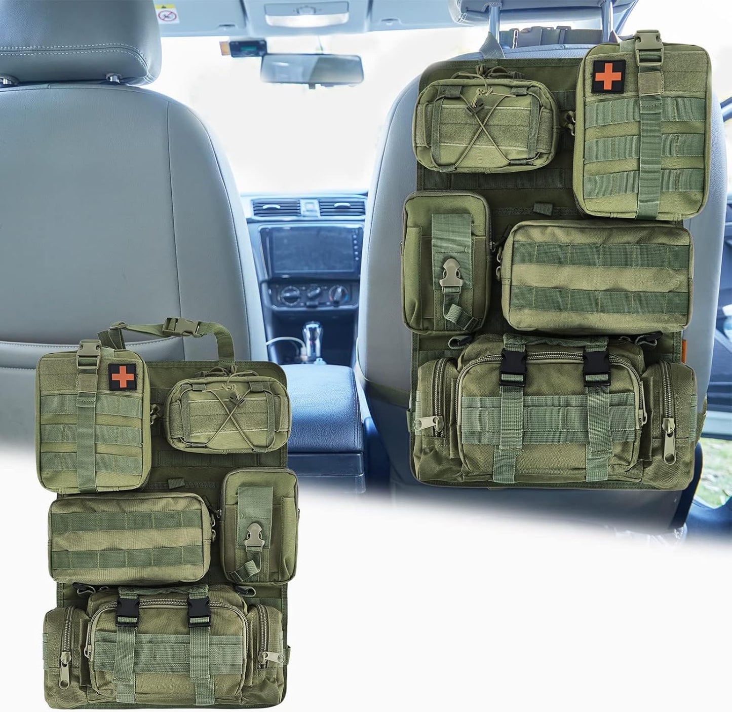 Universal Tactical Seat Back Organizer with Molle Pouches for Cars
