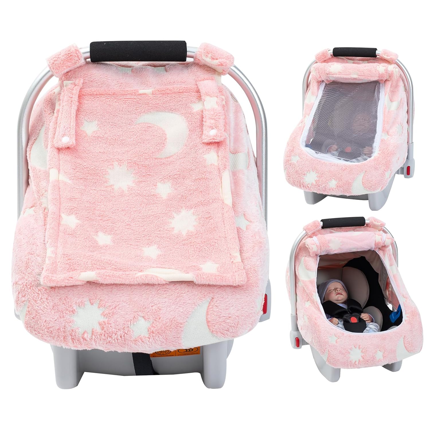 Glow-in-the-Dark Baby Car Seat Cover - Cozy & Windproof!