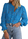 PRETTYGARDEN Lace Blouse Long Sleeve Button Up - Dressy Casual Top 16