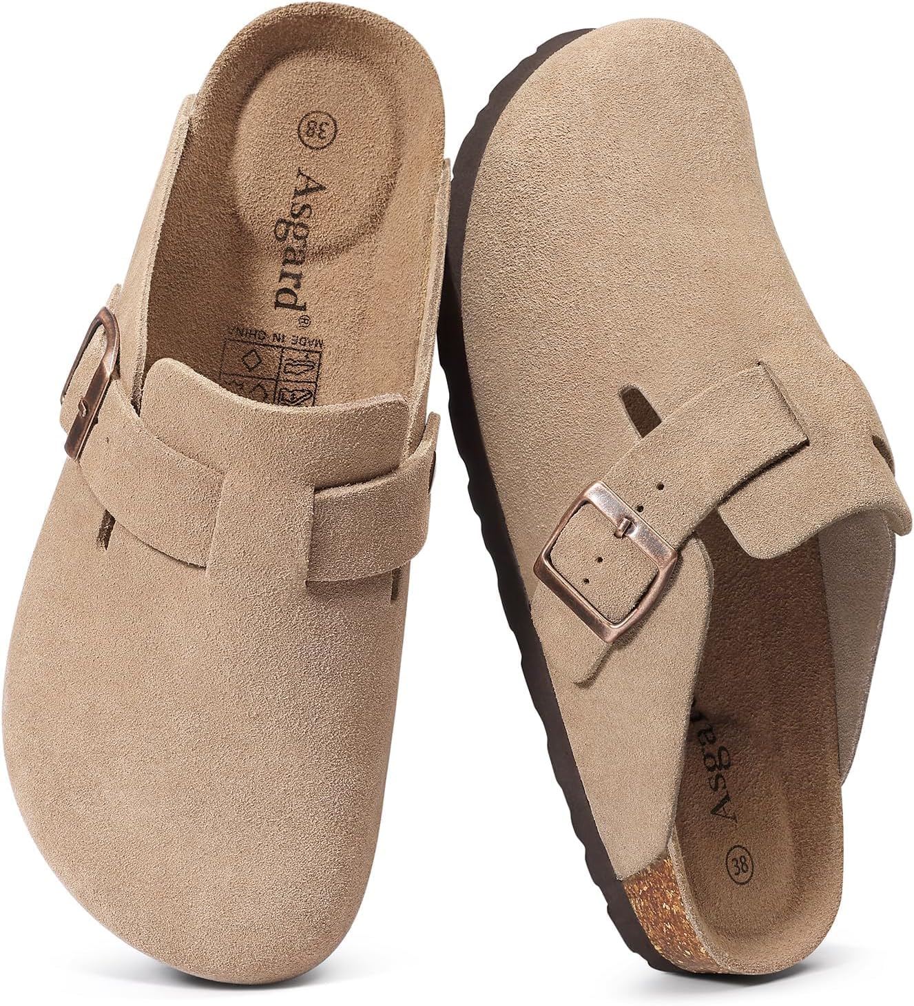 Genuine Suede Clogs for Women Men with Comfort Cork Footbed