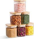 ComSaf Rectangle Glass Storage Containers with Bamboo Lids - Clear