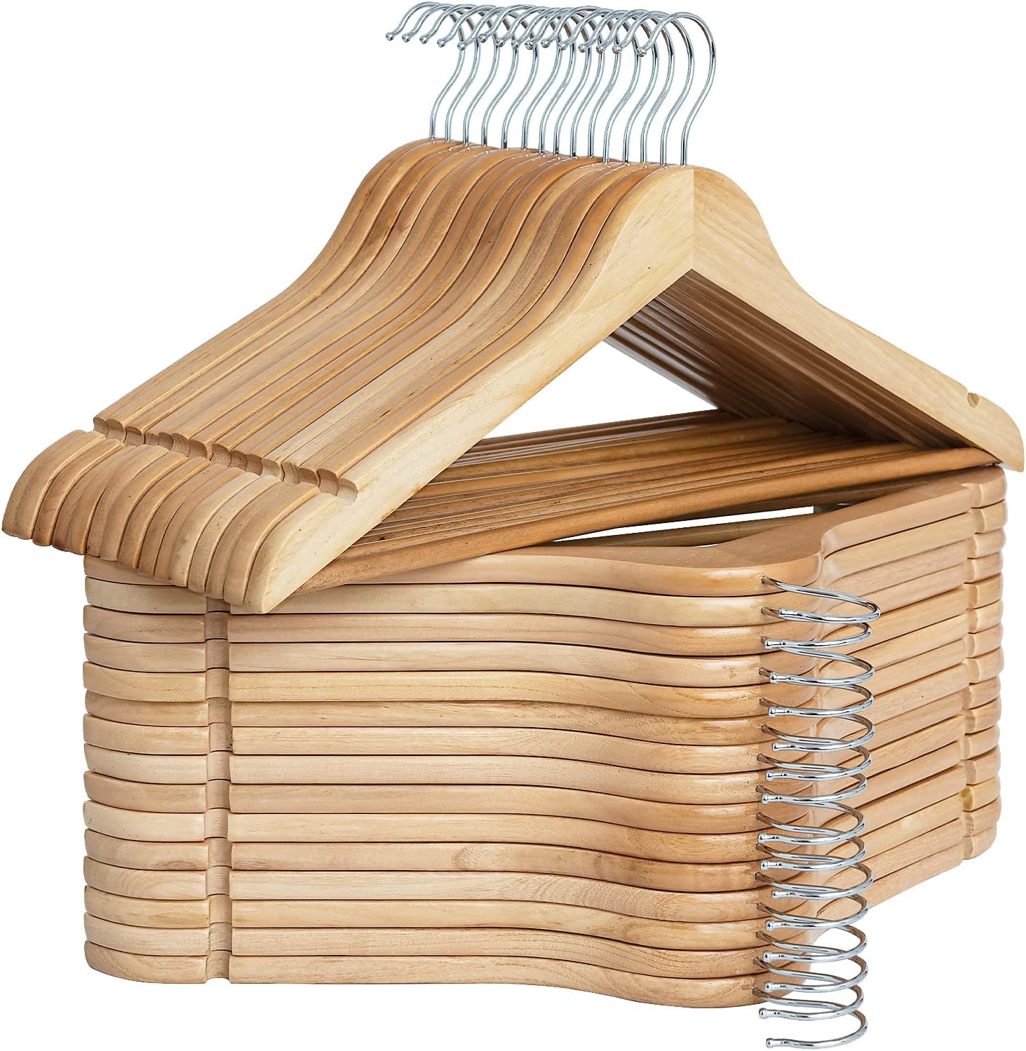 StorageWorks Wooden Hangers 30 Pack for Coats, Shirts, and More