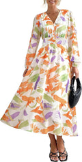 PRETTYGARDEN Women's Floral Midi Dress - Flowy V Neck A-Line Midi