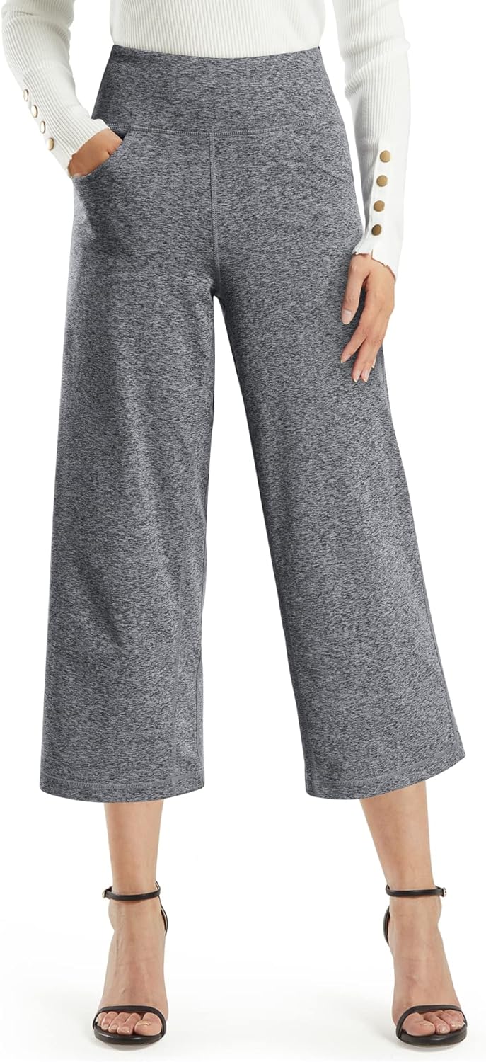 Promover Capri Pants for Women: Comfortable Wide Leg Yoga