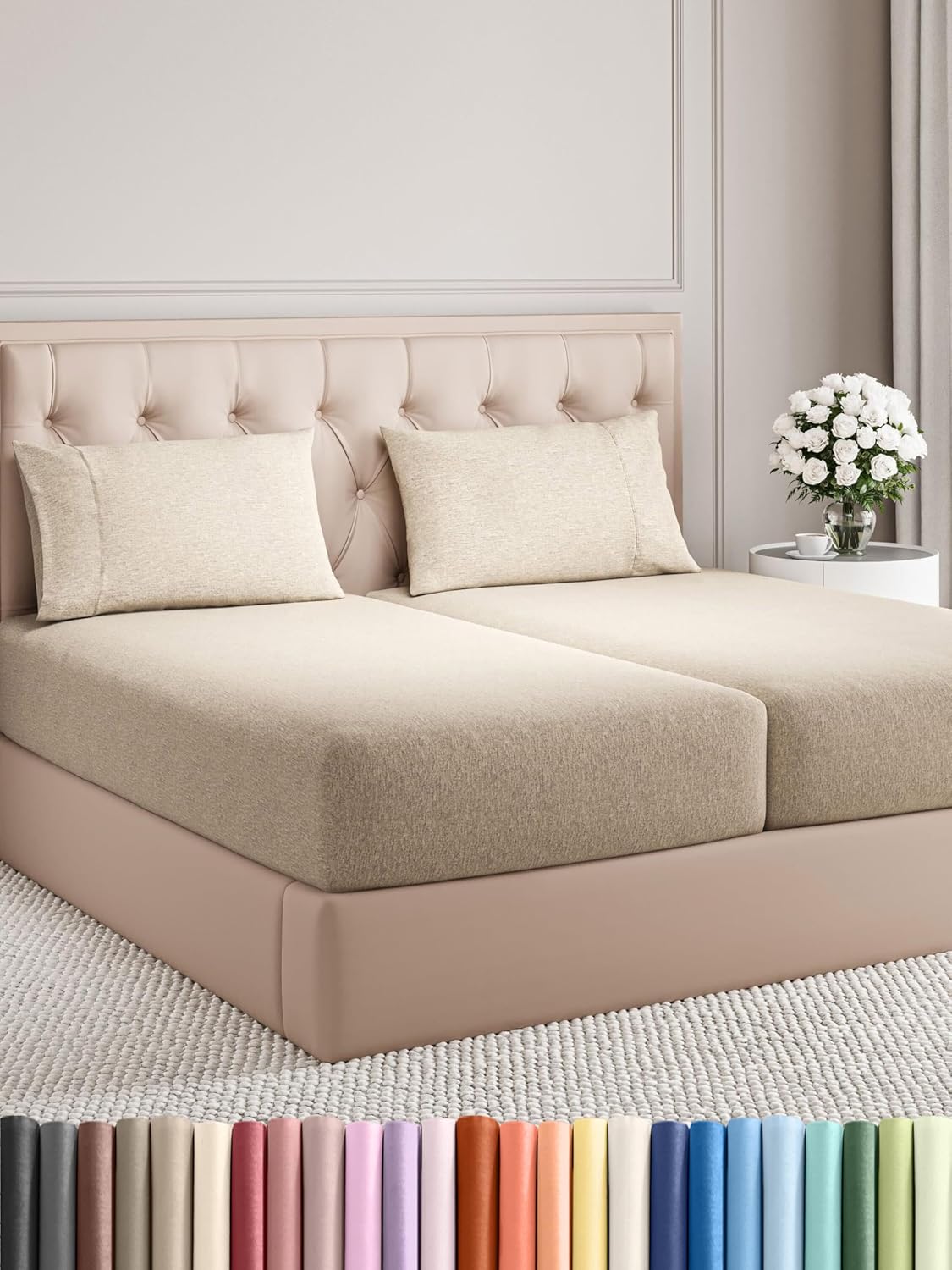 Split King Size 5 Piece Sheet Set - Comfy Breathable Bedding