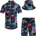 Men's Flower Hawaiian Short Sleeve Shirt and Shorts Set - Beach Ready