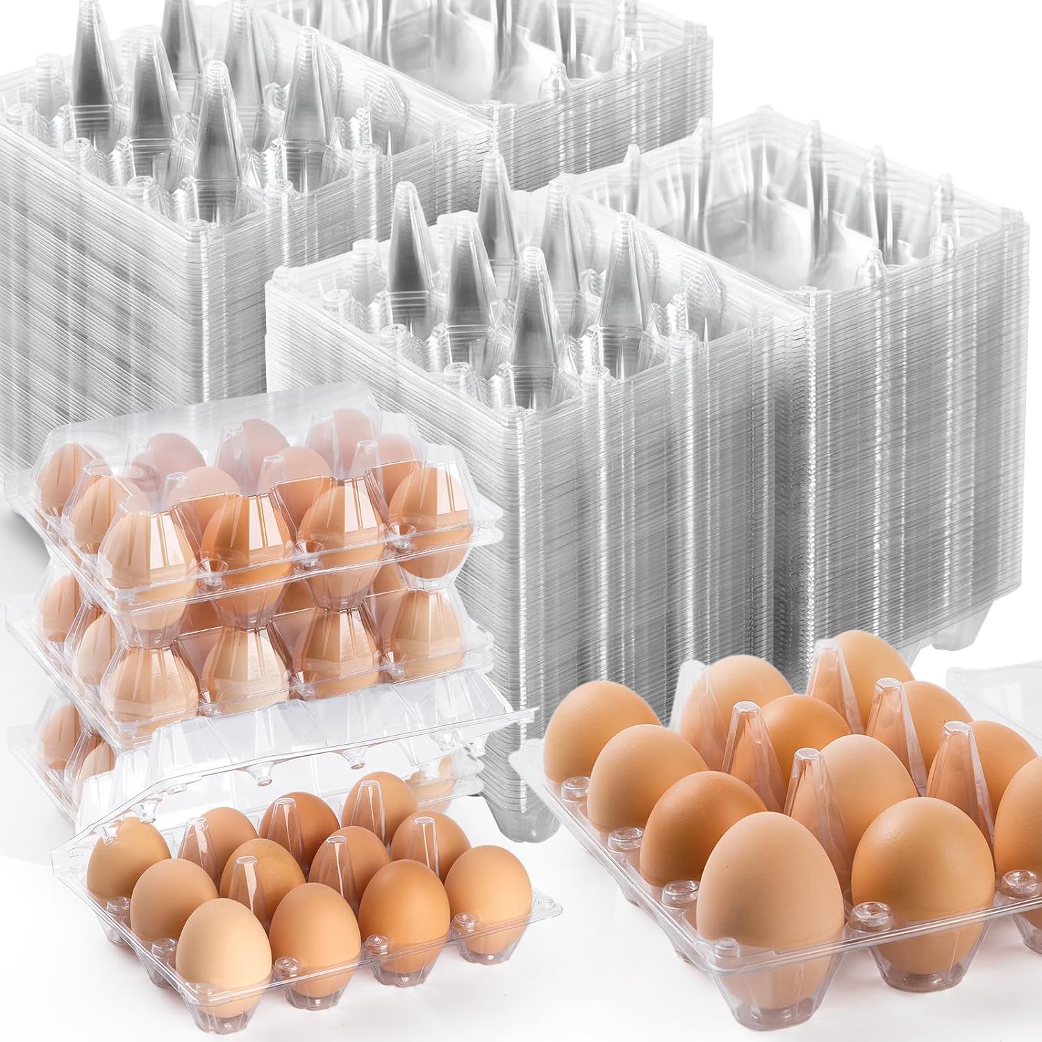 120 Pack Plastic Egg Cartons for Fresh Eggs Display and Storage