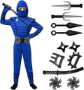 Halloween Ninja Costume for Kids - Blue Ninja Outfit Set (Ages 8-10)