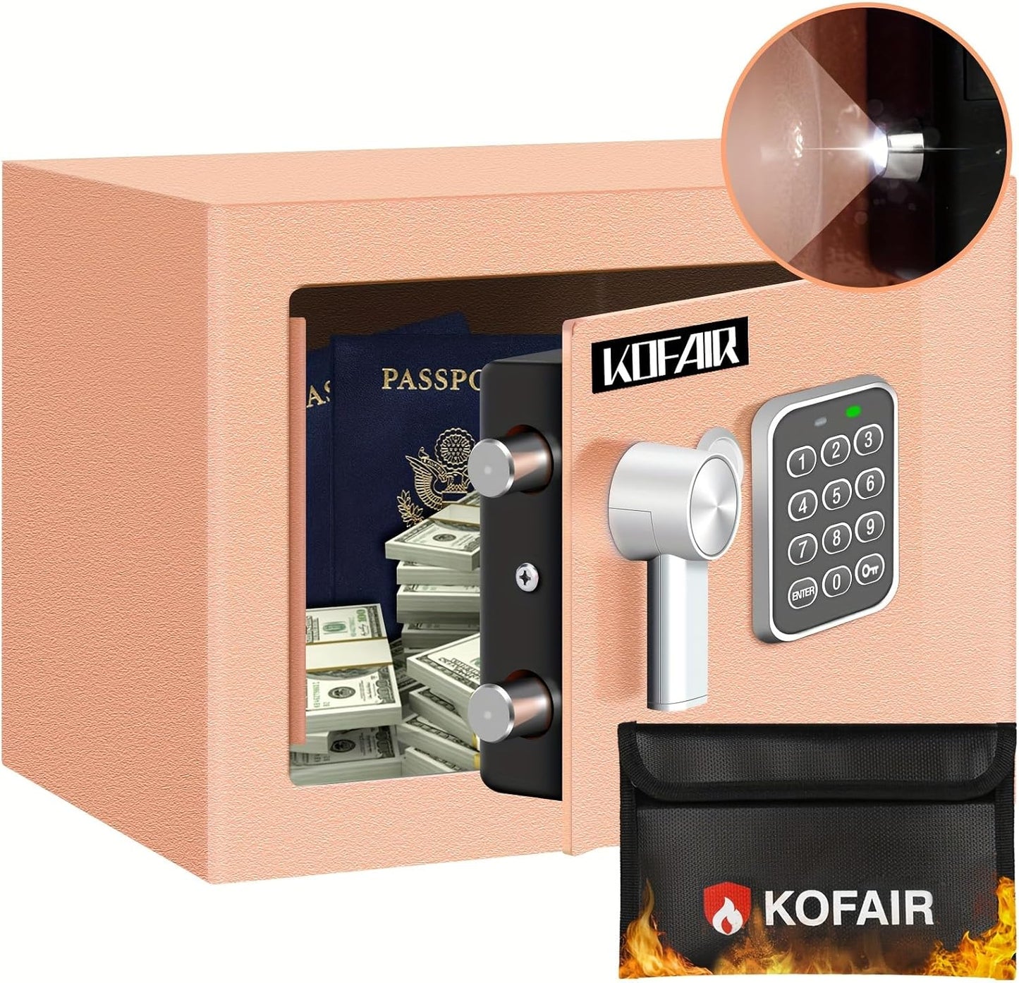 Safe Box for Home with Fireproof Bag and Digital Keypad