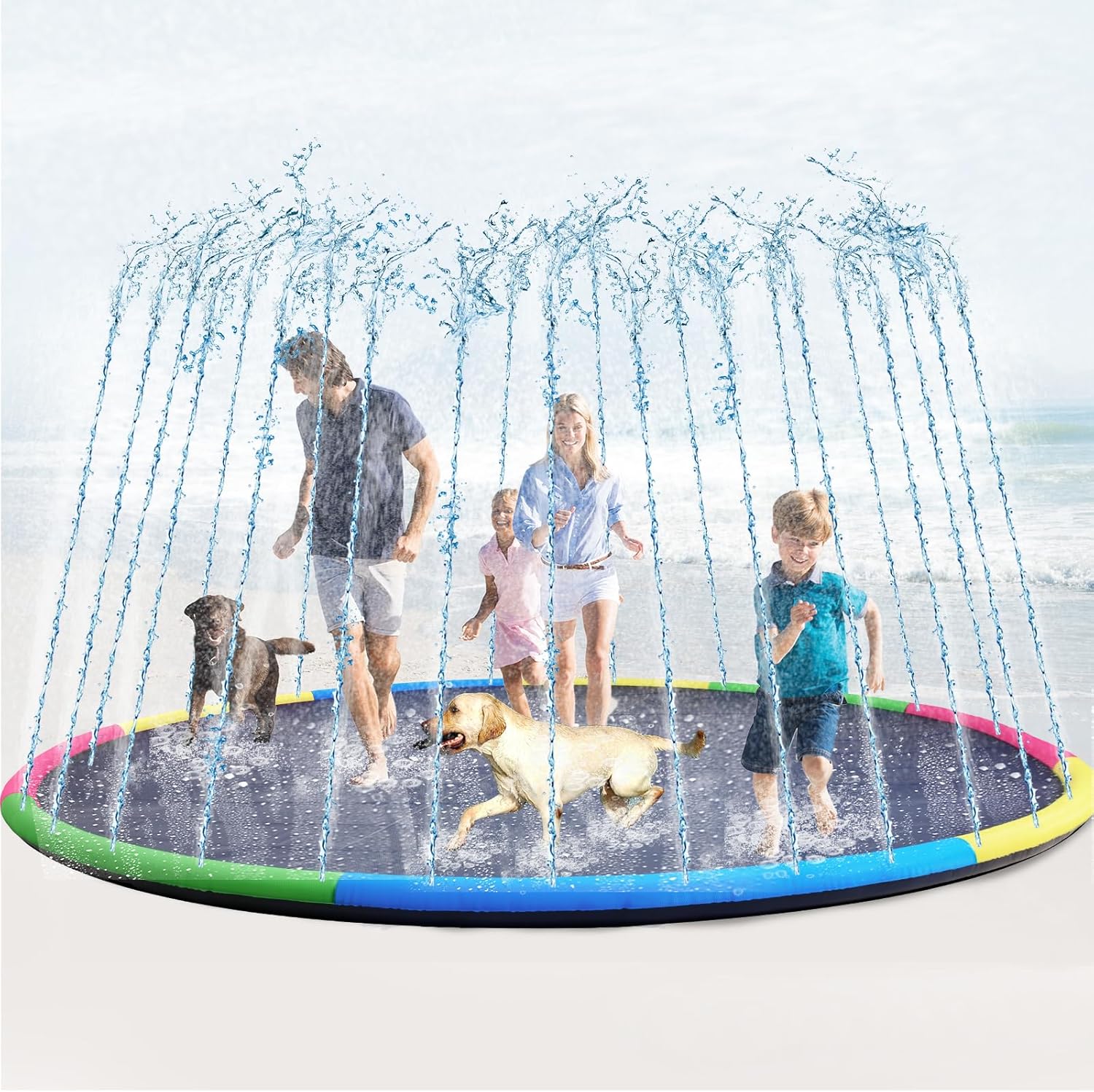 Giant Non-Slip Splash Pad for Kids, Adults, and Dogs - 10 ft Fun