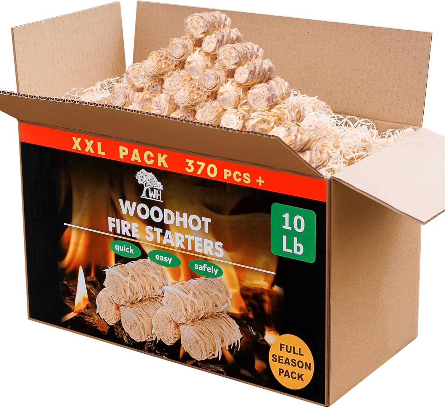 Natural Fire Starters for Indoor Fireplace - Quick Ignite Charcoal