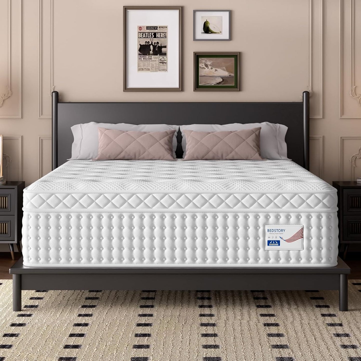 BedStory King Mattress 14 Inch Medium Firm with Lumbar Support