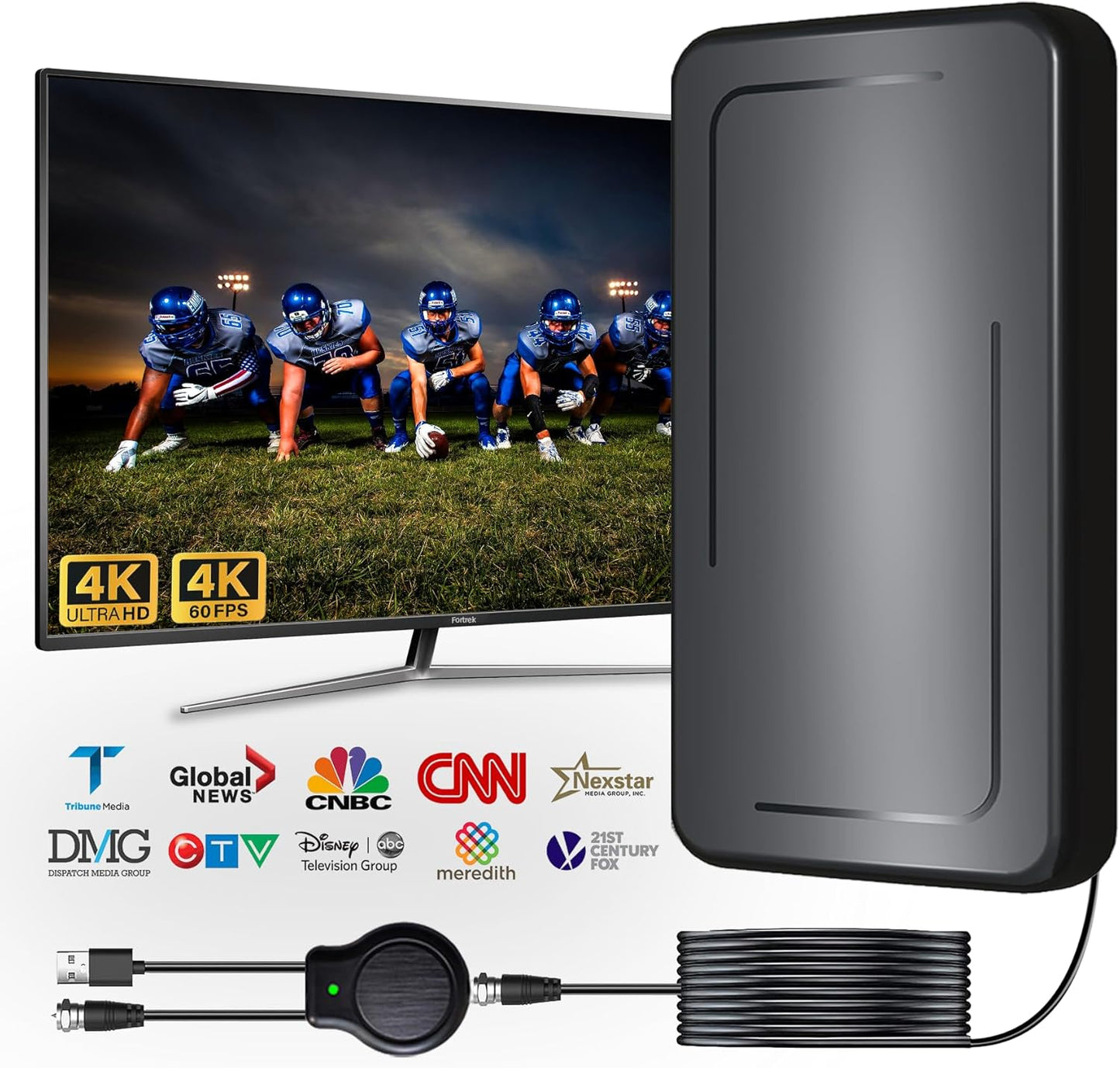 Fortrek Indoor TV Antenna: 360 Reception for 4K Clarity
