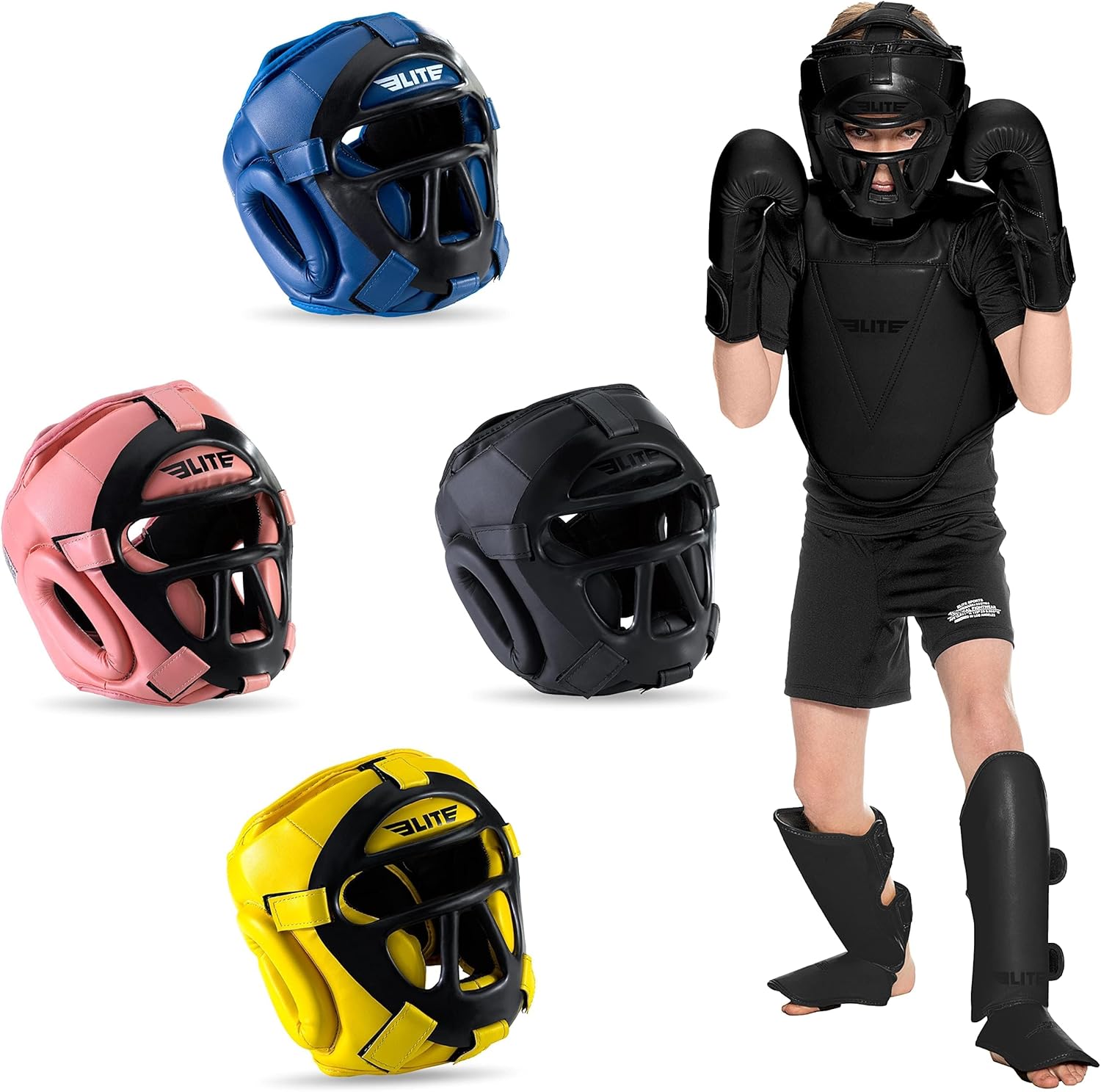 Protective Youth Boxing Headgear for Ages 4-13 by Elite Sports