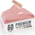 HOUSE DAY Pink Velvet Hangers 60 Pack - Space Saving Non-Slip Velvet