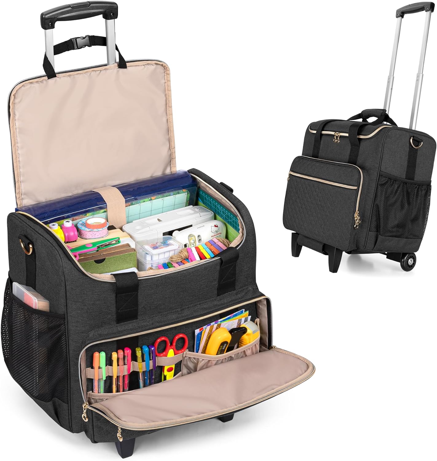 LUXJA Rolling Craft Bag for Scrapbook and Laptop Storage
