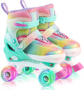 Rainbow Roller Skates for Girls Kids Adjustable Quad (Style MPQF)