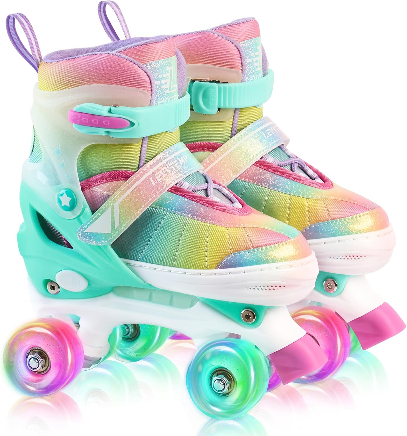 Rainbow Roller Skates for Kids with Light Up Wheels and Safety