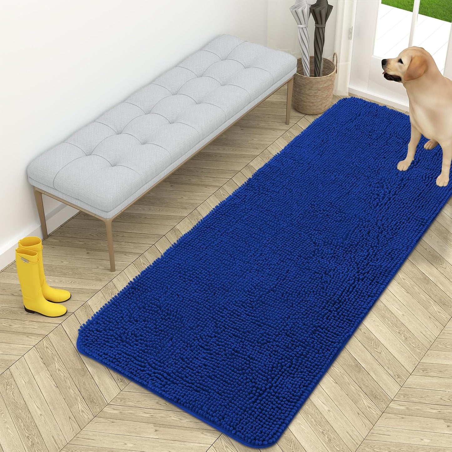 OLANLY Dog Door Mat for Muddy Paws - Absorbent Chenille Mat