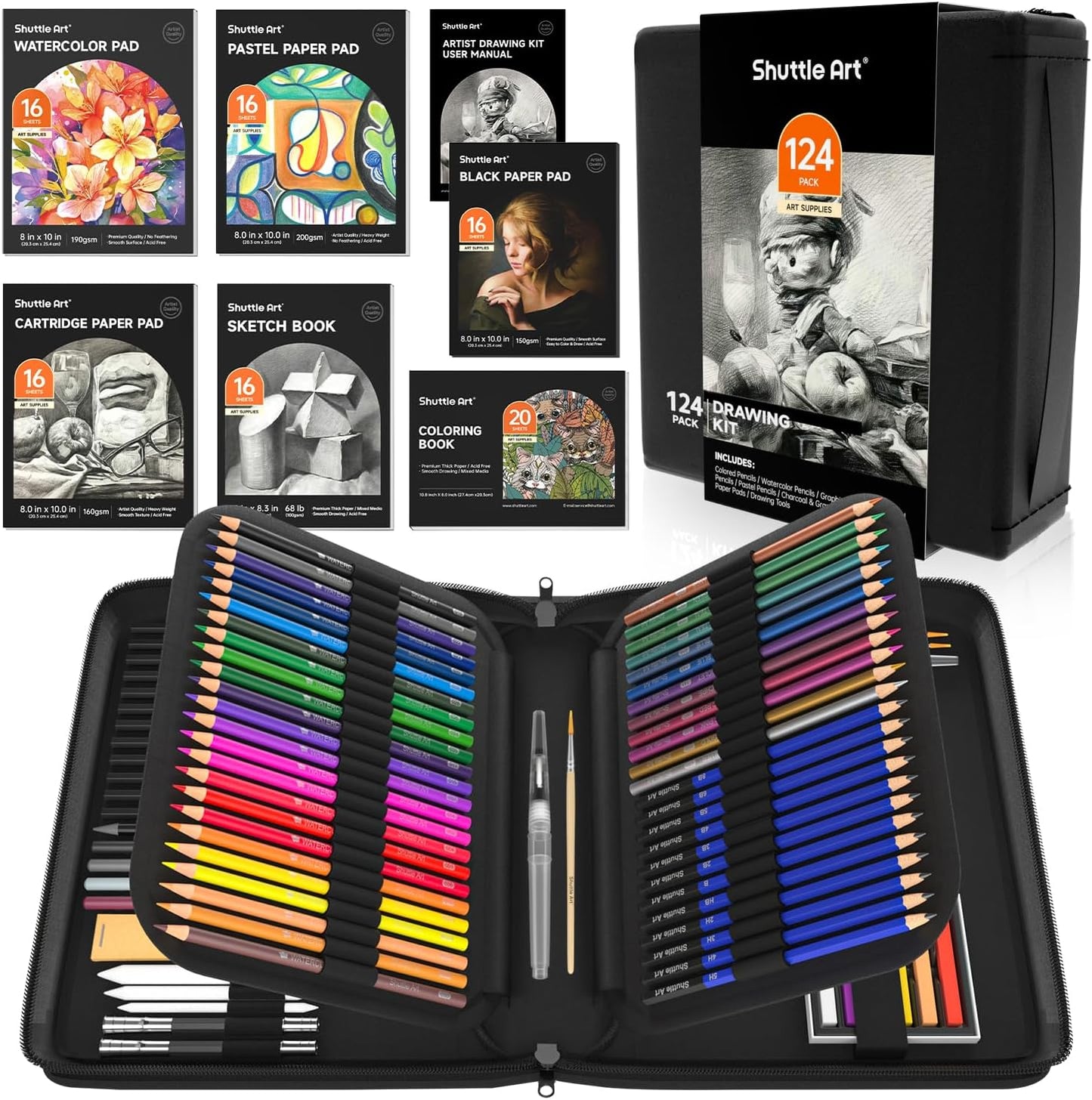 Shuttle Art 124 PCS Drawing Kit for Artists and Kids Creativity