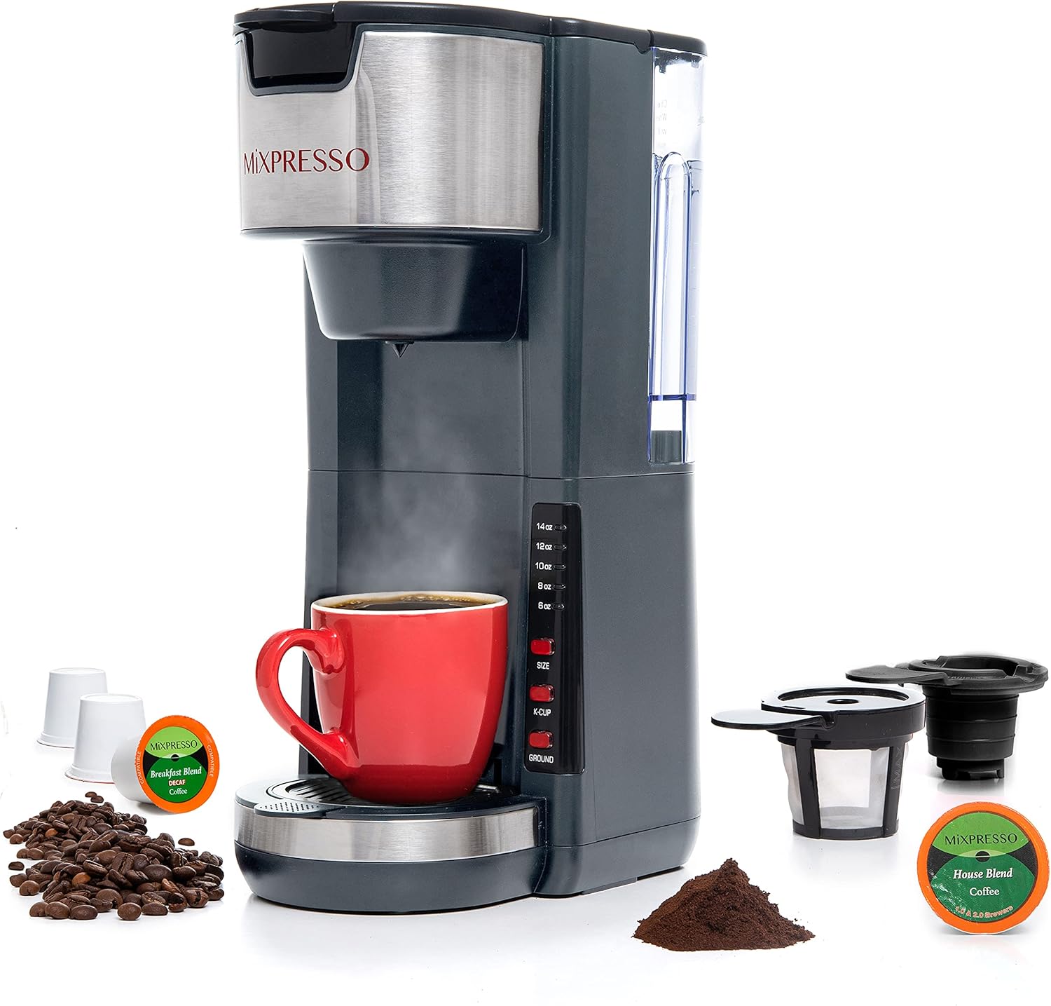 Mixpresso Single Serve Coffee Brewer - Versatile 5 Brew Sizes