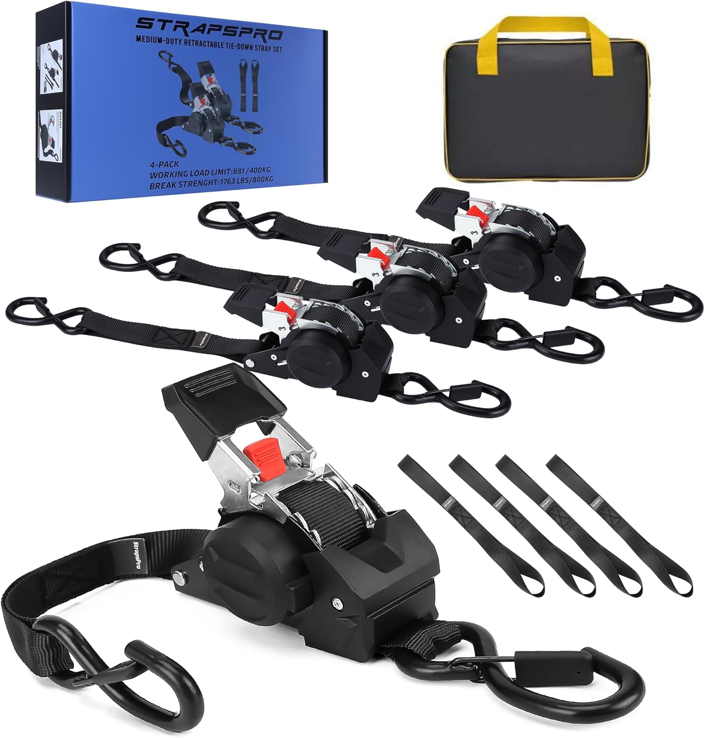 Retractable Ratchet Straps for Heavy Duty Cargo Securing