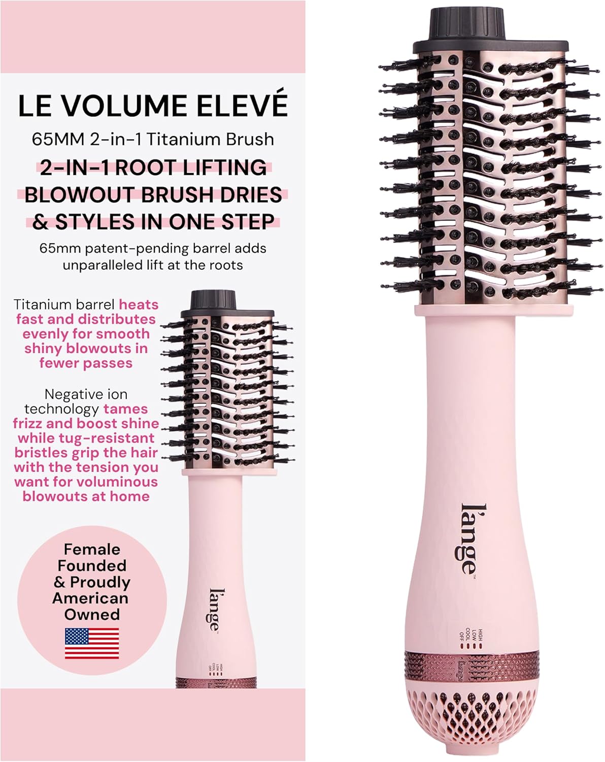 L'ANGE Hair Le Volume Eleve 65MM Brush Dryer for Frizz-Free Styling