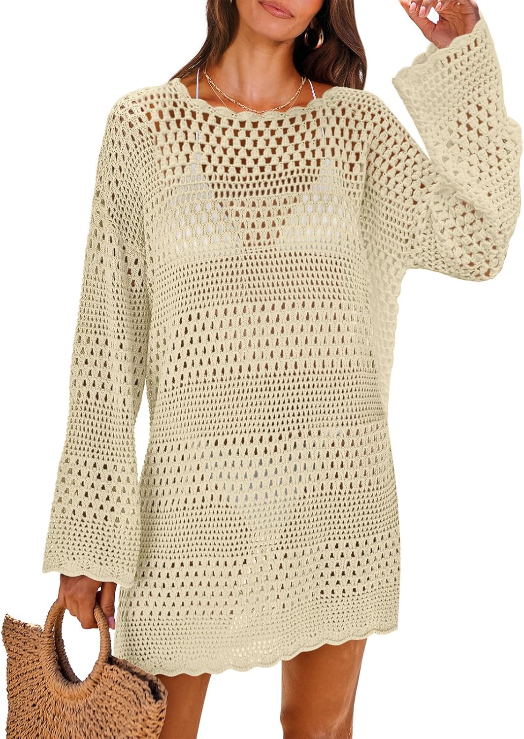 ANRABESS Women Swimsuit Crochet Swim Cover Up for Summer Fun