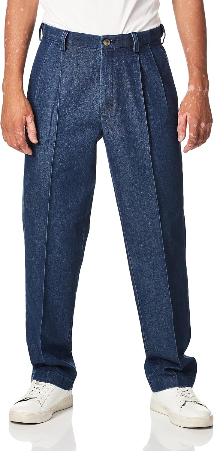 Haggar Men's Casual Classic Fit Denim Trouser Pant for Comfort