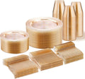 Gold Glitter Dinnerware Set for 50 Guests - Elegant Disposable Plates