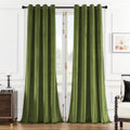 Green Velvet Curtains 96 in Long with Grommet - Thermal, Noise