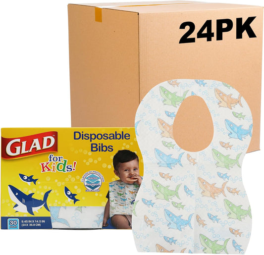 Cute Shark Design Disposable Bibs 24x30 Pack