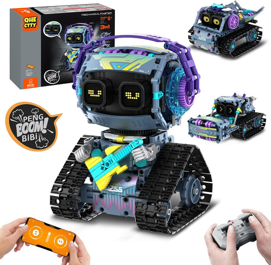 3in1 STEM Robot Kit: Remote & APP Controlled Fun!