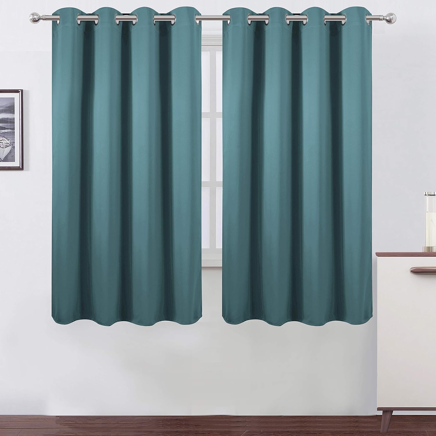 LEMO Sea Teal Blackout Curtains for Bedroom - 66 x 63 Inch Set
