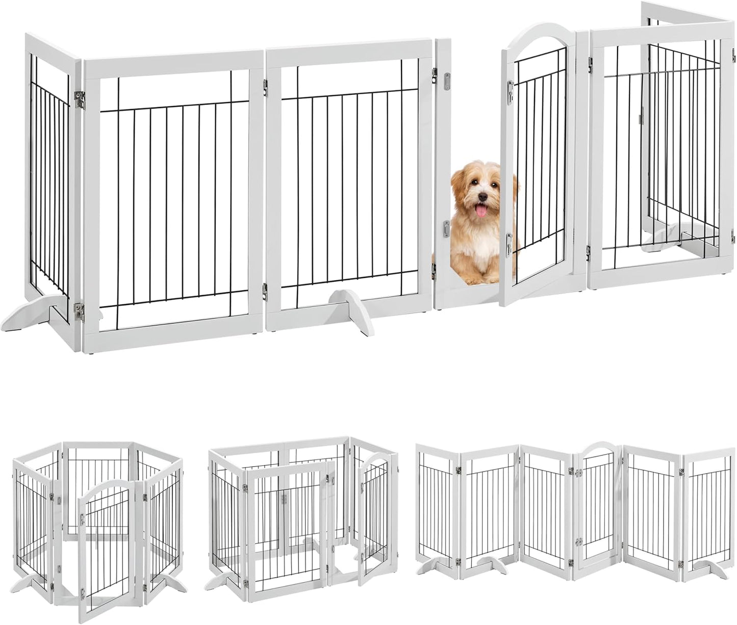 Yaheetech 32-inch Tall Dog Gate with Door for Extra Wide Spaces