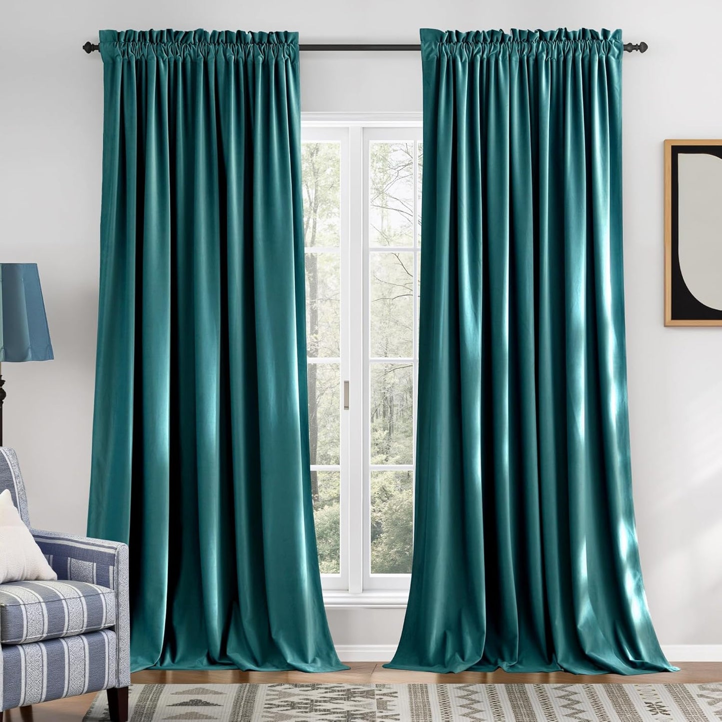 NICETOWN Thick Teal Velvet Curtains for Bedroom and Living Room