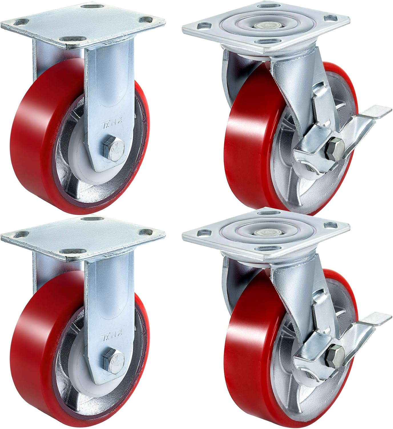 VEVOR 6 Heavy Duty Caster Wheels Set of 4 with Side Brake