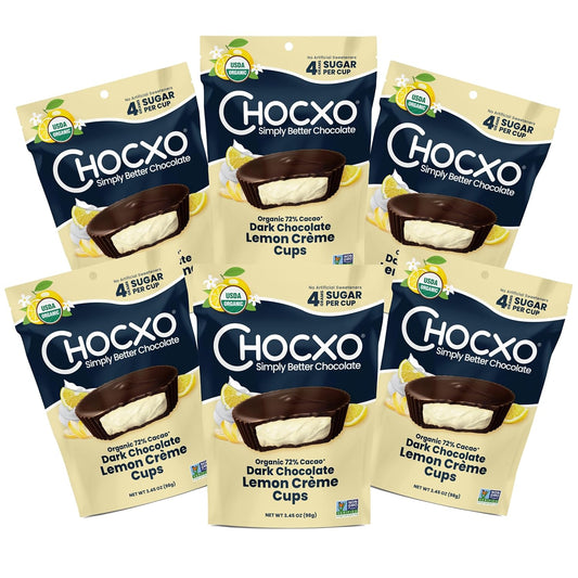 Chocxo Dark Chocolate Lemon Creme Cups - Organic & Lower Sugar