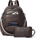 35L Vegan Leather Backpack Purse for Women and Men - Coffee Travel Bag