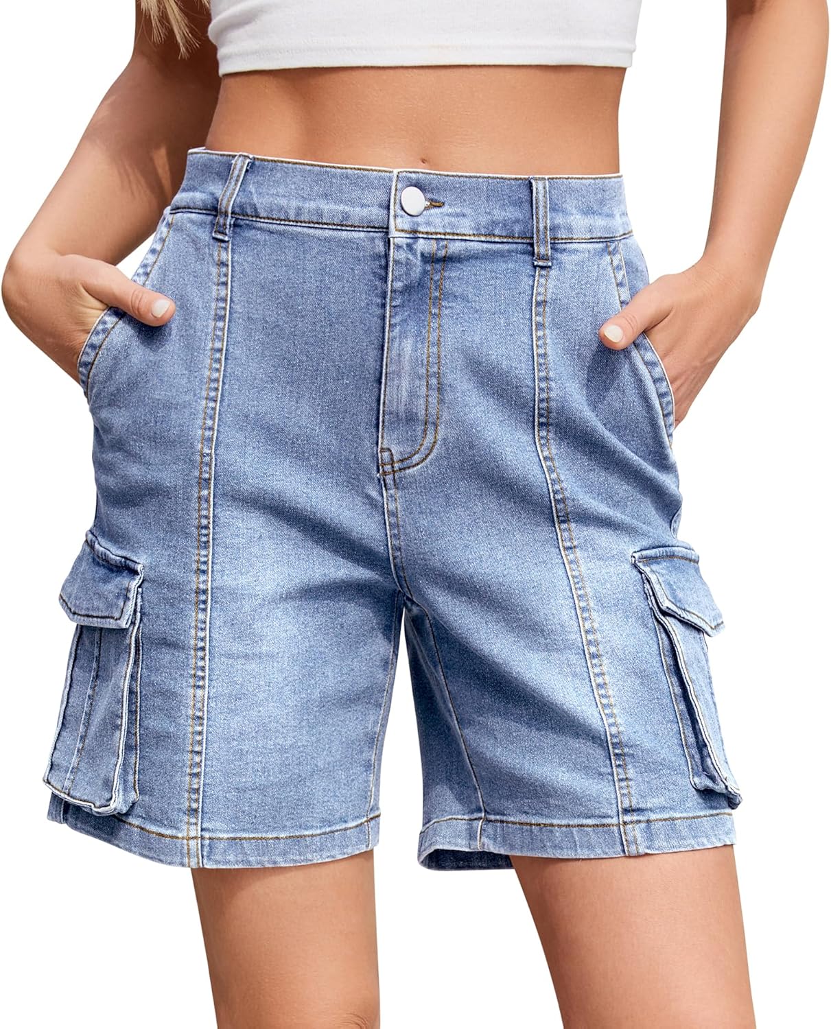IVIR Bermuda Shorts for Women - Stylish Cargo Knee Length Wear