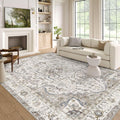 Washable Area Rug 5x7 - Ultra-Thin Vintage Boho Living Room Rug