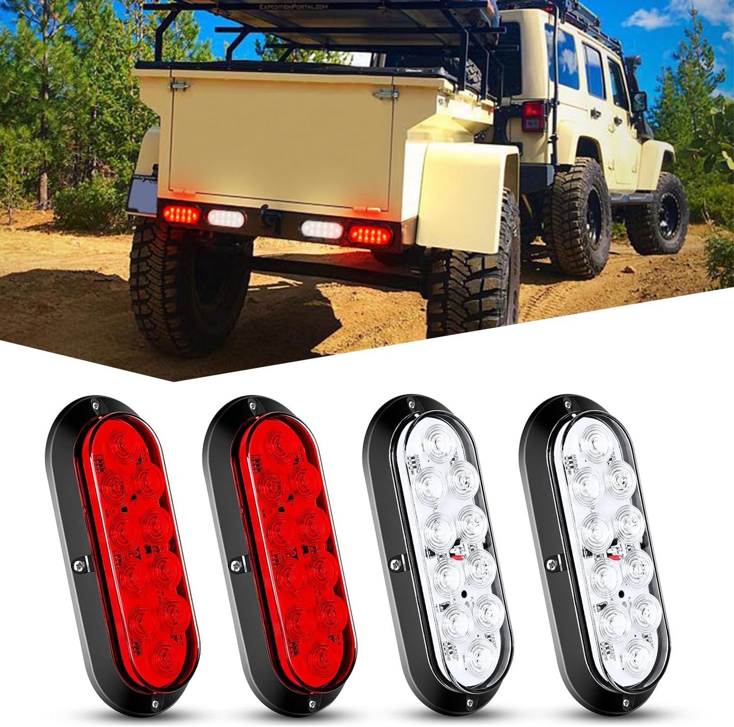 Nilight 6 Inch Oval LED Trailer Tail Light for Trucks and RVs