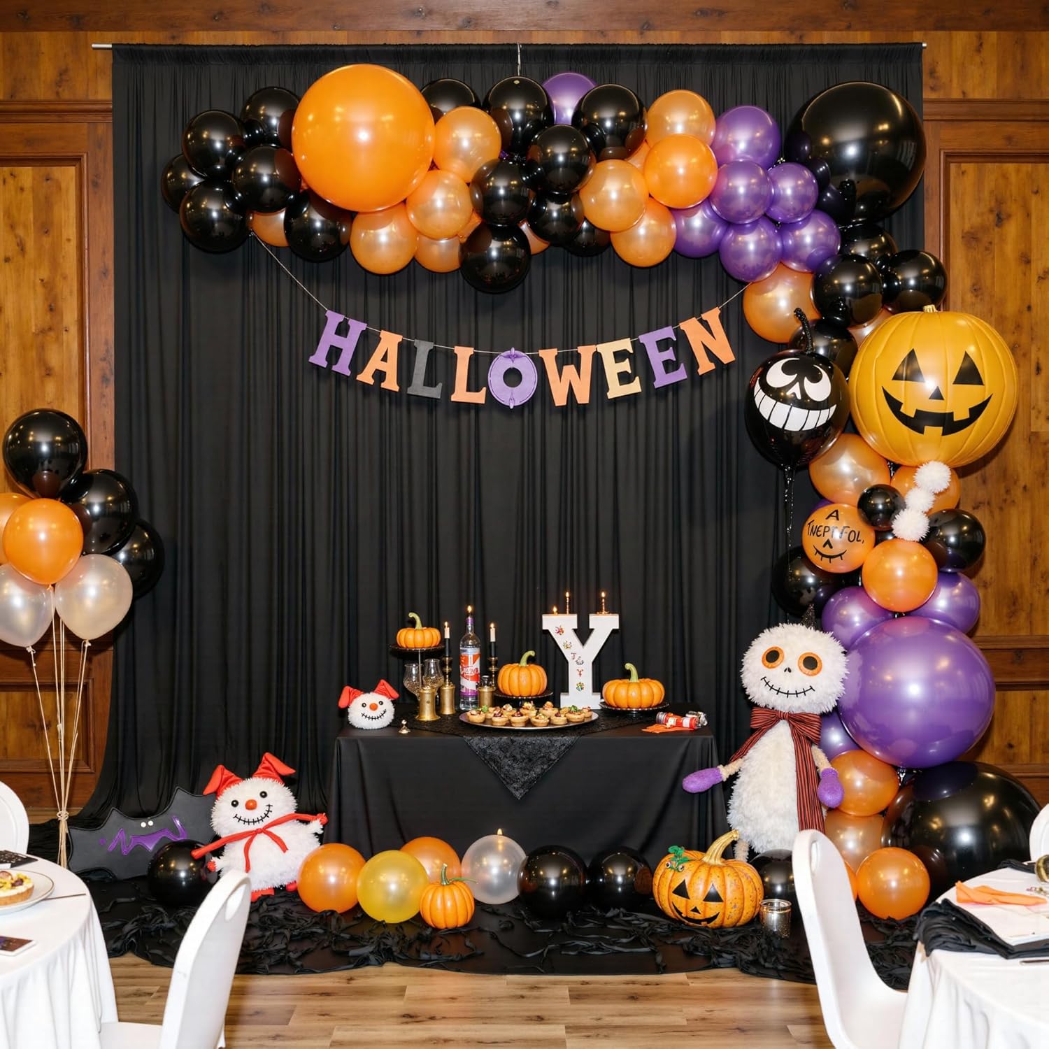 20ft x 15ft Black Backdrop Curtain for Halloween Parties