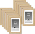 4x6 inch Picture Frame with Removable Mat - Oak Color 12 Pack