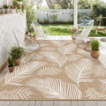 Pauwer Waterproof Outdoor Rug 10x14 - Reversible Leaf Patio Rug