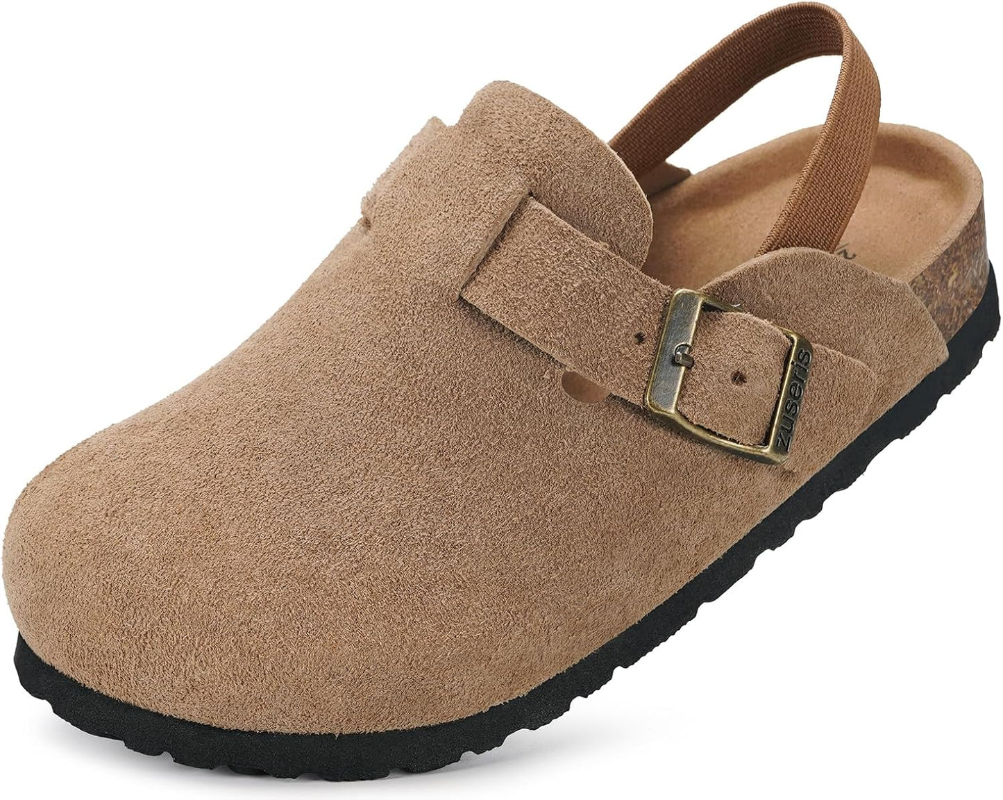 ZUSERIS Kids Suede Clogs with Cork Footbed for Comfort