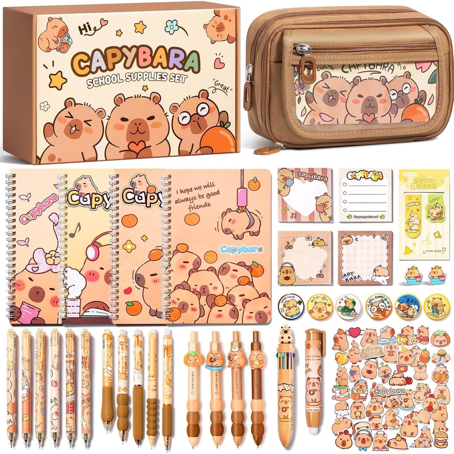 Fimibuke Kids School Supplies Set with Cute Capybara Design