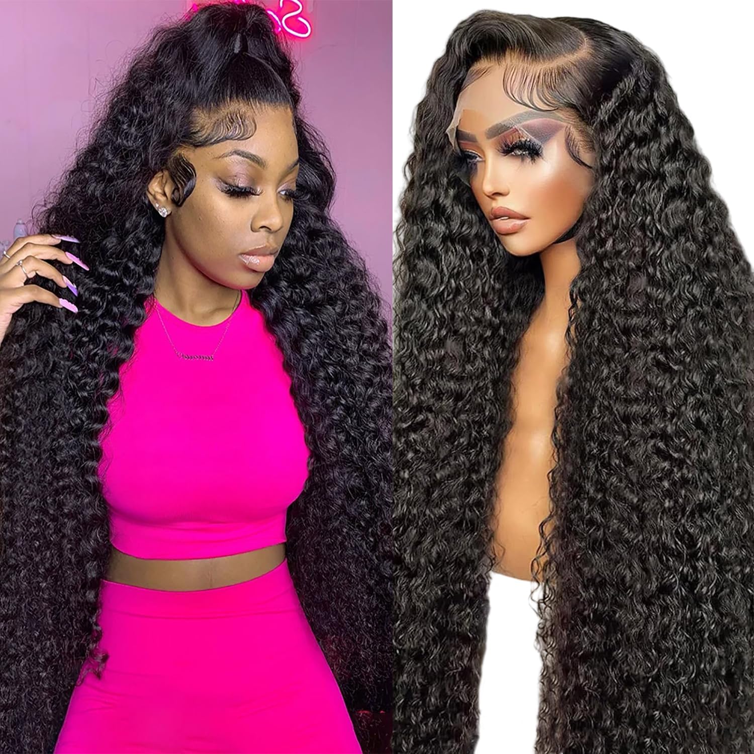 13x6 Deep Wave Lace Front Wigs Human Hair for Black Women