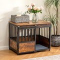 KOOPRO 32 Inch Dog Crate Furniture with Cushion - Rustic Side Table