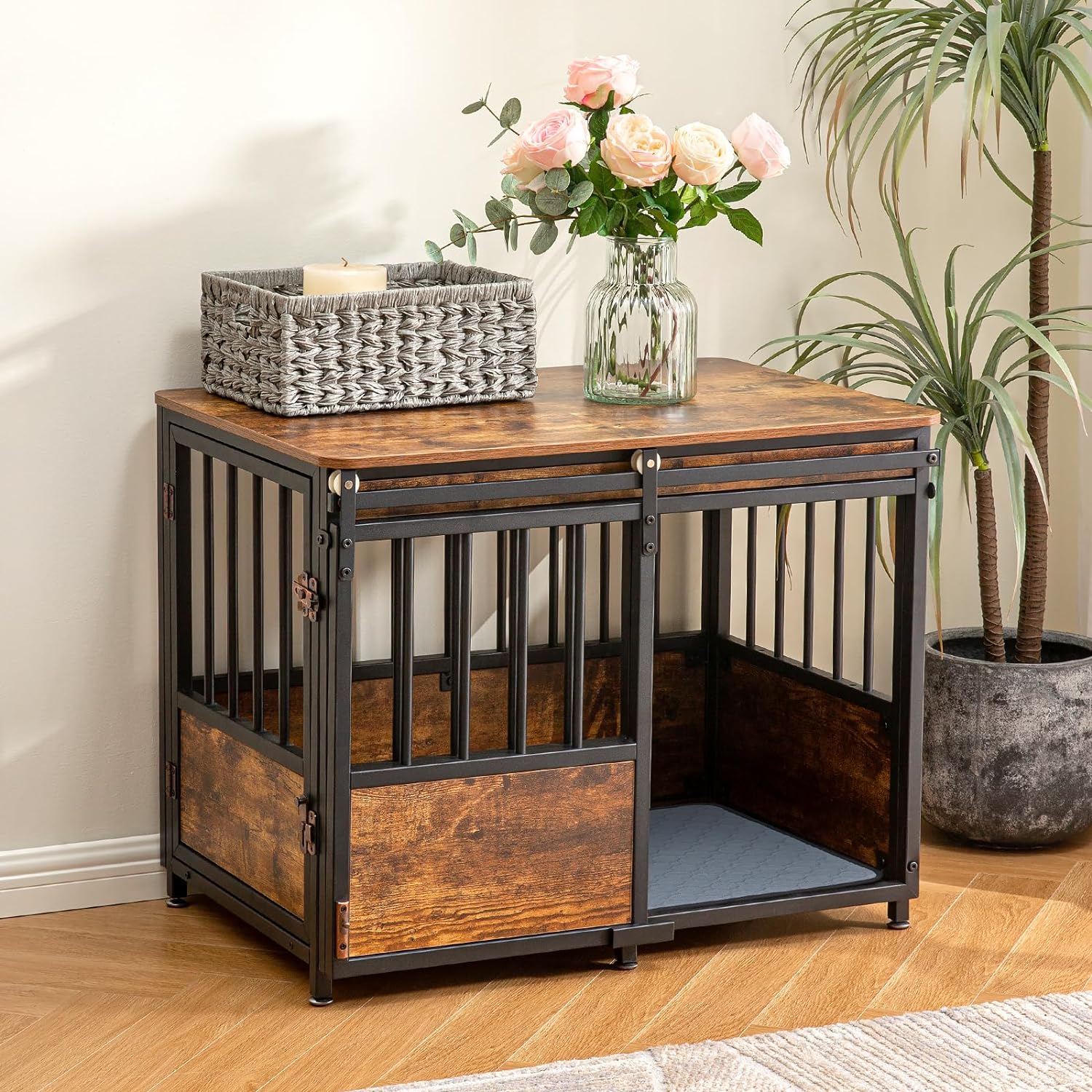 KOOPRO 32 Inch Dog Crate Furniture with Cushion for Pets